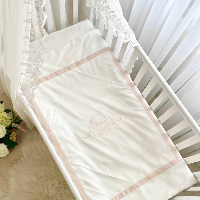 Set lenjerie de schimb pentru patut bebe 3 piese Baby King ivory (4)